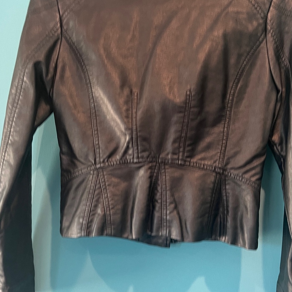 Black Rivet Women's Black Faux Leather Asymmetric Moto Jacket - Picture 5 of 5